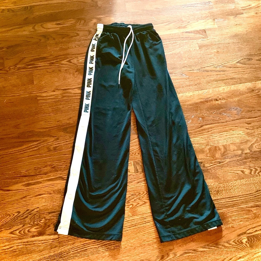 PINK Black & White Button Side Joggers
